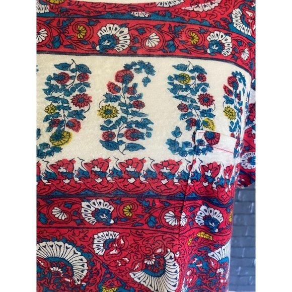 Loft Linen Boho Paisley Capped Sleeve Lightweight Breathable linen T Shirt S - Picture 3 of 4